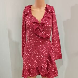 Elegant Red Polka Dot Dress